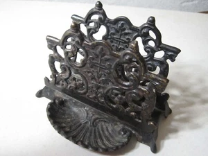 Vintage Cast Brass Napkin/Letter Holder with Shell Style Tray Ornate Victorian - Picture 1 of 10