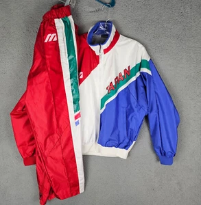 Mizuno Track Suit Mens Red White Colorblock Mesh Lined Vintage Japan Full Zip - Picture 1 of 22