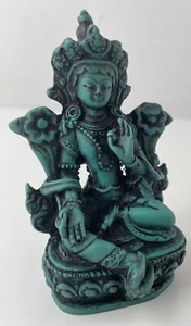 Tara Verde-Resina-Pequeña Estatua-Om Tare tuttare Ture soha-Envío Gratis - Imagen 1 de 14