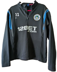 Wigan Athletic Football Tracksuit Top Black Blue White Size UK Medium - Picture 1 of 11