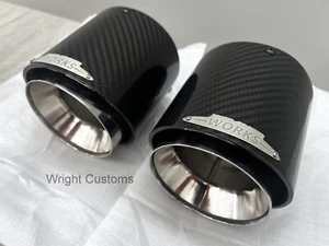 2 X MINI JCW Carbon Fibre Chrome Exhaust Tips Cooper S SD F54 F55 F56 F57 F60 - Picture 1 of 6
