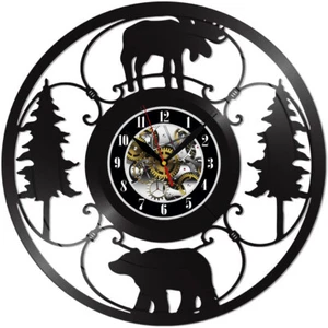 Orologio da parete Moose & Bear dischi decorazione regalo Natale compleanno arte vacanze - Foto 1 di 3