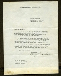 Carta autógrafa de campaña firmada por Dwight Eisenhower documento histórico 1952 - Imagen 1 de 4