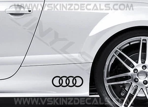 2x Audi Rings Logo Premium Cast Skirt Decals Stickers RS Quattro A3 A4 A5 S-line - Picture 1 of 5