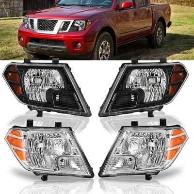 For 2009-2021 Nissan Frontier Truck Black Headlights Assembly Headlamps Pair - Изображение 1 из 3