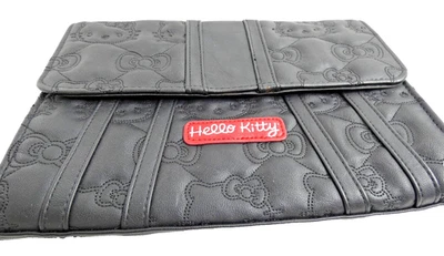 Bolso sin asas Sanrio Hello Kitty negro imitación cuero bolso bolsa a presión en relieve Foto 1 de 4