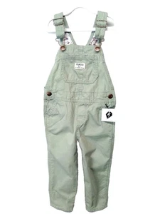 Oshkosh Girl's Sage Green Cotton Floral print leg Cuff Overalls Size 3T/3A - Picture 1 of 7