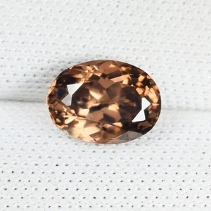 1.52 ct GIT Certified" TOP LUSTROUS BROWN ORANGE NATURAL ZIRCON Oval See Vdo DBC - Picture 1 of 3