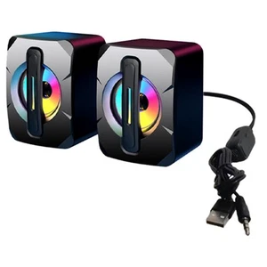 2 Pcs Haut-Parleur USB Subwoofer Émettant Lumière Ordinateur Haut-Parleur Téléphone Portable5938 - Photo 1/9