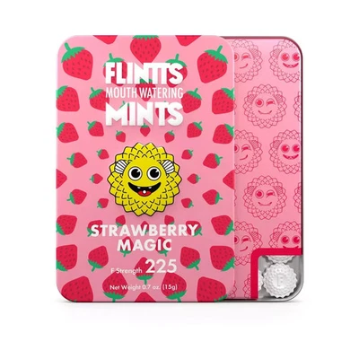 Flintts Mouth Watering Mints - Strawberry Magic - F-Strength 225 -Dry Mouth Mint - Image 1 of 3