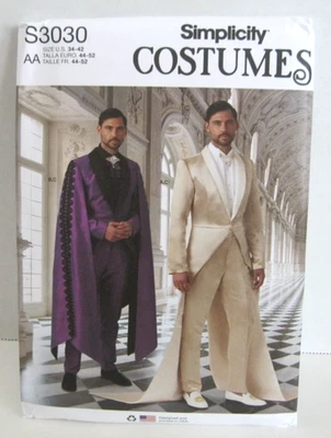 Simplicity 3030 Dramatic Fantasy Costume Suits /Tuxedos Pattern Men's 34-42 UC - Image 1 of 3
