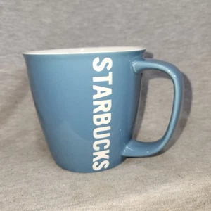 Starbucks Mug Coffee Cup 2010 Solid Blue w/White Starbucks Embossed 14oz  - Picture 1 of 3