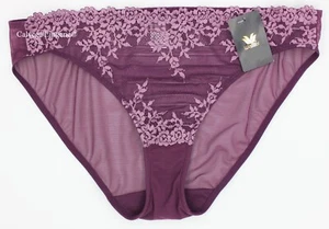 NWT Wacoal 64391 "Embrace Lace" Embroidered Mesh Bikini, Purple (555), L - Picture 1 of 5