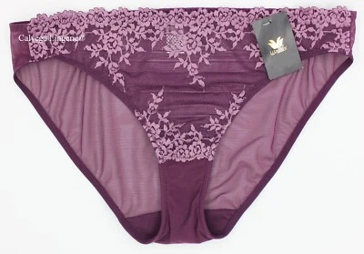 Bikini de malla bordada Wacoal 64391 "Abrace Lace", púrpura (555), L nuevo con etiquetas Foto 1 de 4