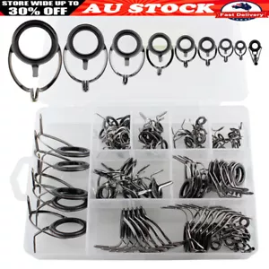 85PCS Fishing Rod Guide Tackle Tip Repair Box Eyes Rings DIY Stainless Tools - Picture 1 of 12