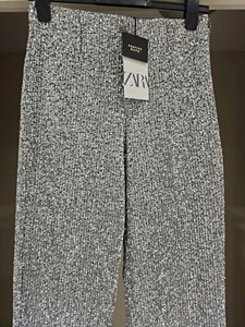 Zara Wide leg Sequin Trousers,Zara sequinned trousers silver sequin trousers - Picture 1 of 8