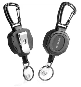 SHENGXIN 2 Pack Retractable Keychain Heavy Duty Carabiner Badge Holder, 32” Stee - Picture 1 of 7