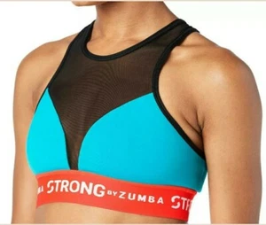 STRONG by Zumba Squat Sync Sweat High Neck Bra SZ Small - No Big Teal Z1T01518 - Picture 1 of 2