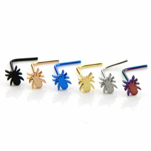 Lote de 6 piezas de anillos de acero inoxidable L nuevos cómodos nariz pasador cristal acero 2 mm en forma de 18G Foto 1 de 4