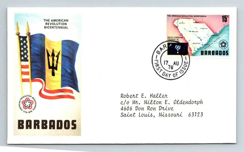 Barbados 1975 FDC - The American Revolution Bicentennial - F13245 - Image 1 of 2