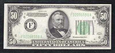 FR. 2102-F 1934 $50 FRN FEDERAL RESERVE NOTE ATLANTA, GA CHOICE UNCIRCULATED - Image 1 of 2