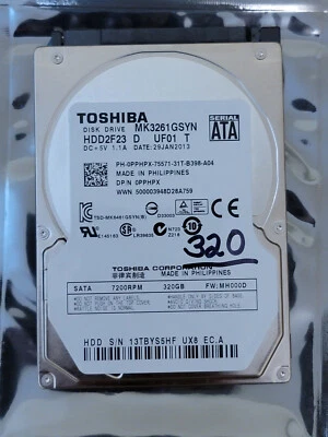 Toshiba 320GB 2.5" 3.0GB/s 7200RPM 16MB Cache Hard Drive MK3261GSYN 625238-001 ⇖ - Image 1 of 3