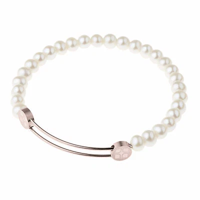 Ernstes Design Armreif Bangle A231 Süßwasser Perlen rosé beschichtet verstellbar - Bild 1 von 2