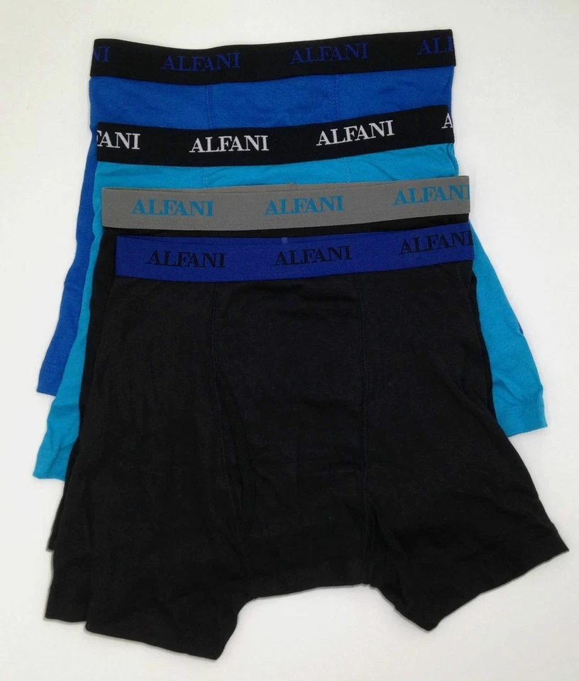$79 Ropa interior Alfani para hombre azul negro clásico algodón calzoncillos boxer paquete de 4 talla S Foto 1 de 1