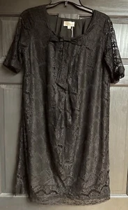 NWT Sweet Mommy Maternity Dress Short Sleeve Black Lace Lined Knee Length Size  - Picture 1 of 11