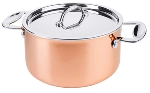 Pentola, rame/acciaio inox, con coperchio, Ø20-24 cm a scelta - Foto 1 di 3