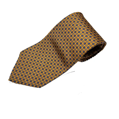 Gravata Brooks Brothers 346 masculina dourada floral toda de seda feita à mão EUA - Imagem 1 de 4