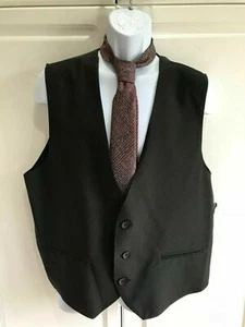 Nuevo sin etiquetas Chaleco de traje para hombre con corbata talla XL negro con corbata granate - Imagen 1 de 8