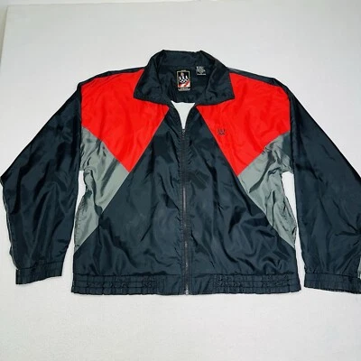 Chaqueta cortavientos forrada con cremallera completa negra olímpica L de colección de los años 90 para hombre JC Penney Foto 1 de 4