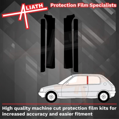 ALIATH Ajuste Peugeot 205 GTI Puerta y Qtr B Pilar NEGRO TEXTURA Calcomanía Exterior Película Vinilo