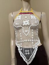 Women’s White Cotton Network Casual Summer Open Sheer Lace Tied One Size Top