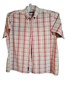 Camisa para hombre Club Room 2X manga corta roja y blanca a rayas  - Imagen 1 de 7