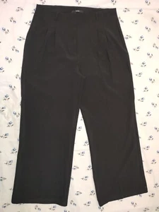 Ladies Women's High Waist Pleated Front Black Wide Leg Trousers Size 16 - Picture 1 of 8