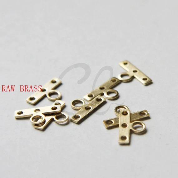 80 Pieces Raw Brass Multiple Hole Bars - 13.5x7.5mm (CW-3020C-W-28) - Image 1 of 1