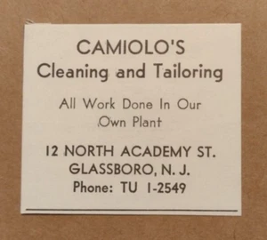 Pubblicità Pulizia e Sartoria di Camiolo 1965 Glassboro, New Jersey - Foto 1 di 1