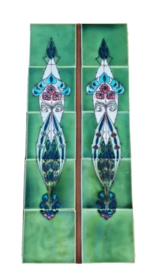 ANTIQUE FIREPLACE TILE SET NEW MARSDEN TILE CO. LTD FLORAL TUBE-LINED C1906 - Image 1 of 4