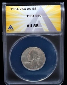Washington Quarter 1934 AU 58 certificado ANACS - Imagen 1 de 3