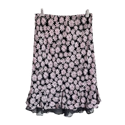 Falda de seda SLB talla L con patrón de lunares floral rosa Foto 1 de 4