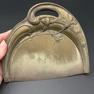 Antique Art Nouveau Silverplate Crumb Tray Ginkgo Floral c.1900 Unmarked - Picture 1 of 9