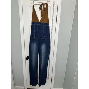 Vintage Baby Phat Overall Wildleder Neckholder sexy Denim Jeans Größe 13 Medium Tall 33" - Bild 1 von 9