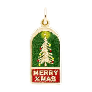 Painted Merry Xmas Christmas Tree Charm (Choose Metal) by Rembrandt - Picture 1 of 7