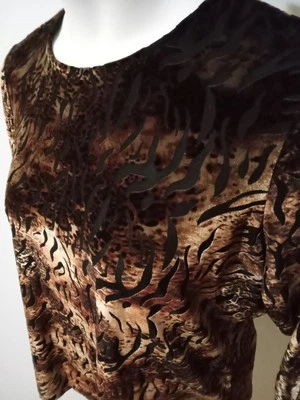 Женский пуловер Laura Ashley миниатюрный большой коричневый черный бархат леопардовый принт  - Изображение 1 из 4