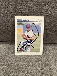 Barry Manuel 1991 Line Drive AA #586 Tulsa Drillers Baseball Card Auto NM - Picture 1 of 4