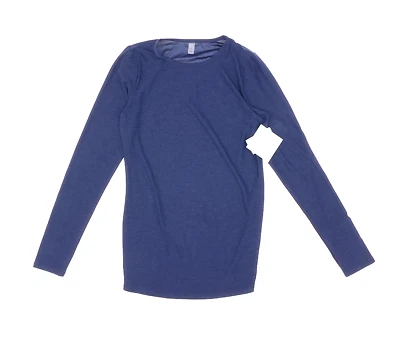 Suéter Beyond Yoga L45414 Azul Marino Ligero Ojo Espaciado Maternidad Crew Talla M Foto 1 de 4