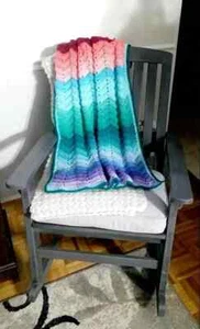 crochet handmade baby rainbow blanket car seat girls 36” X 43” ripple new - Picture 1 of 2
