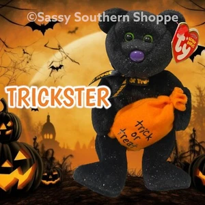 ♡ TRICKSTER ♡ 2008 Ty Beanie Babys Halloween BÄR mit TRICK OR TREAT Tasche *NEU MIT ETIKETT* - Bild 1 von 4